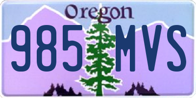 OR license plate 985MVS