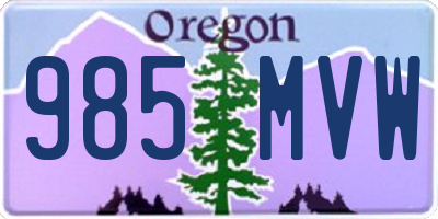 OR license plate 985MVW