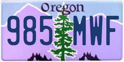 OR license plate 985MWF