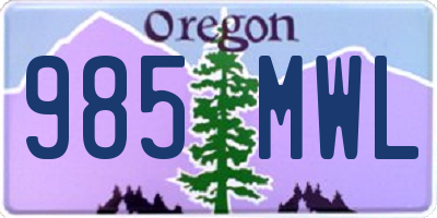 OR license plate 985MWL