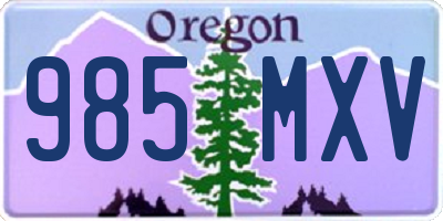 OR license plate 985MXV