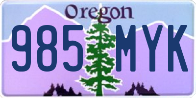 OR license plate 985MYK