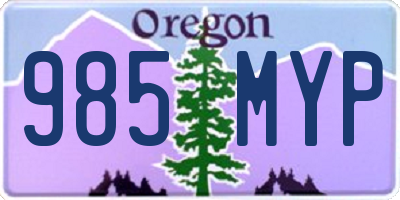OR license plate 985MYP
