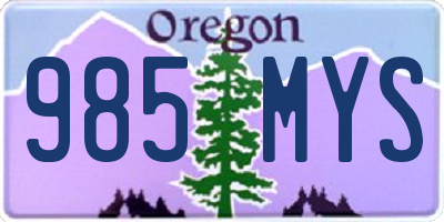 OR license plate 985MYS
