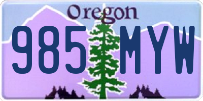 OR license plate 985MYW