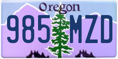 OR license plate 985MZD