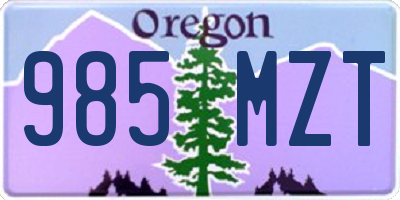 OR license plate 985MZT