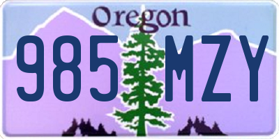 OR license plate 985MZY