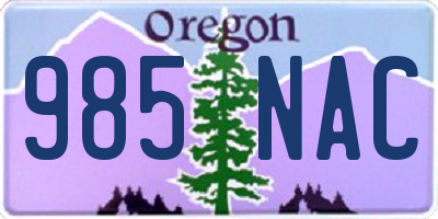 OR license plate 985NAC