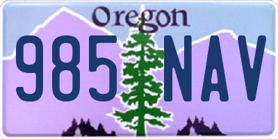OR license plate 985NAV