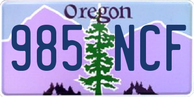 OR license plate 985NCF
