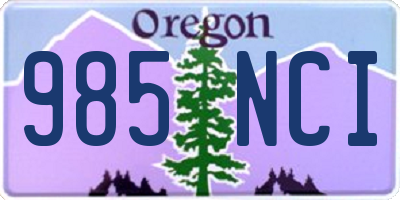 OR license plate 985NCI