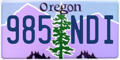 OR license plate 985NDI