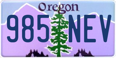 OR license plate 985NEV