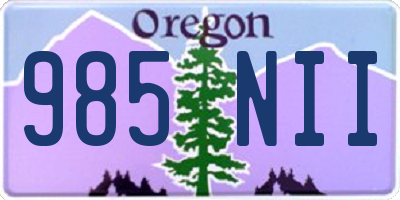 OR license plate 985NII