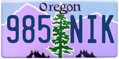 OR license plate 985NIK