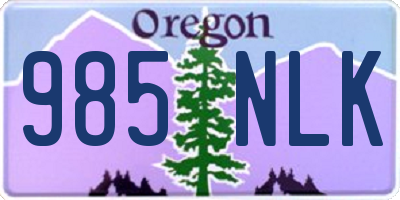 OR license plate 985NLK