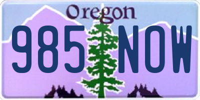 OR license plate 985NOW