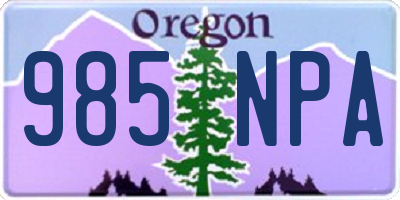 OR license plate 985NPA