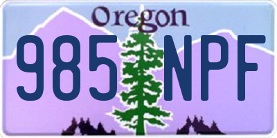 OR license plate 985NPF
