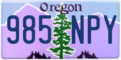 OR license plate 985NPY