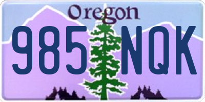 OR license plate 985NQK