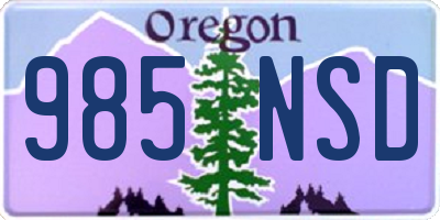 OR license plate 985NSD