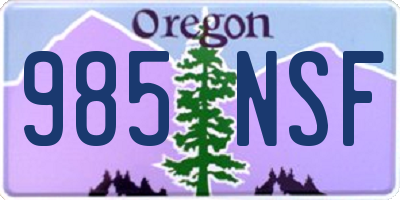 OR license plate 985NSF