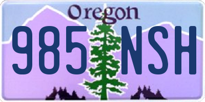 OR license plate 985NSH