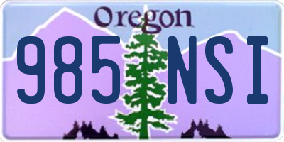 OR license plate 985NSI