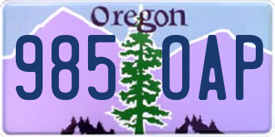 OR license plate 985OAP
