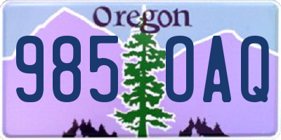 OR license plate 985OAQ