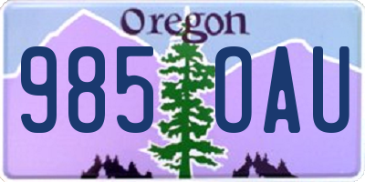 OR license plate 985OAU