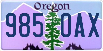OR license plate 985OAX