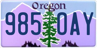 OR license plate 985OAY