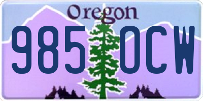 OR license plate 985OCW