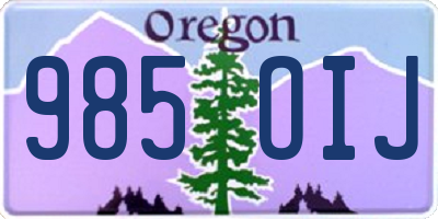 OR license plate 985OIJ