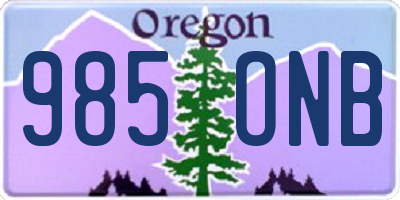 OR license plate 985ONB