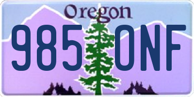 OR license plate 985ONF