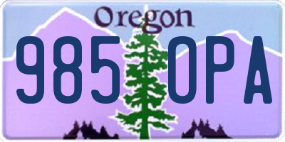 OR license plate 985OPA
