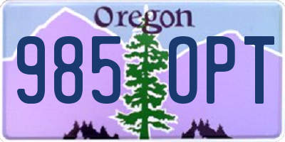 OR license plate 985OPT