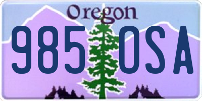 OR license plate 985OSA