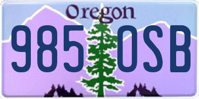 OR license plate 985OSB