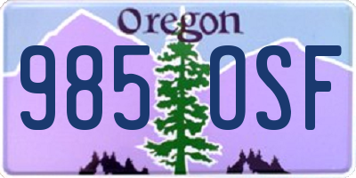 OR license plate 985OSF