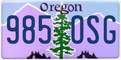 OR license plate 985OSG