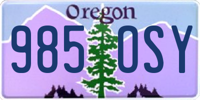 OR license plate 985OSY