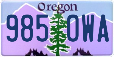 OR license plate 985OWA