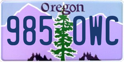 OR license plate 985OWC