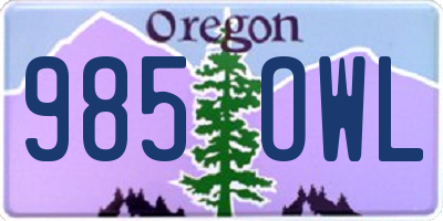 OR license plate 985OWL