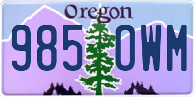 OR license plate 985OWM